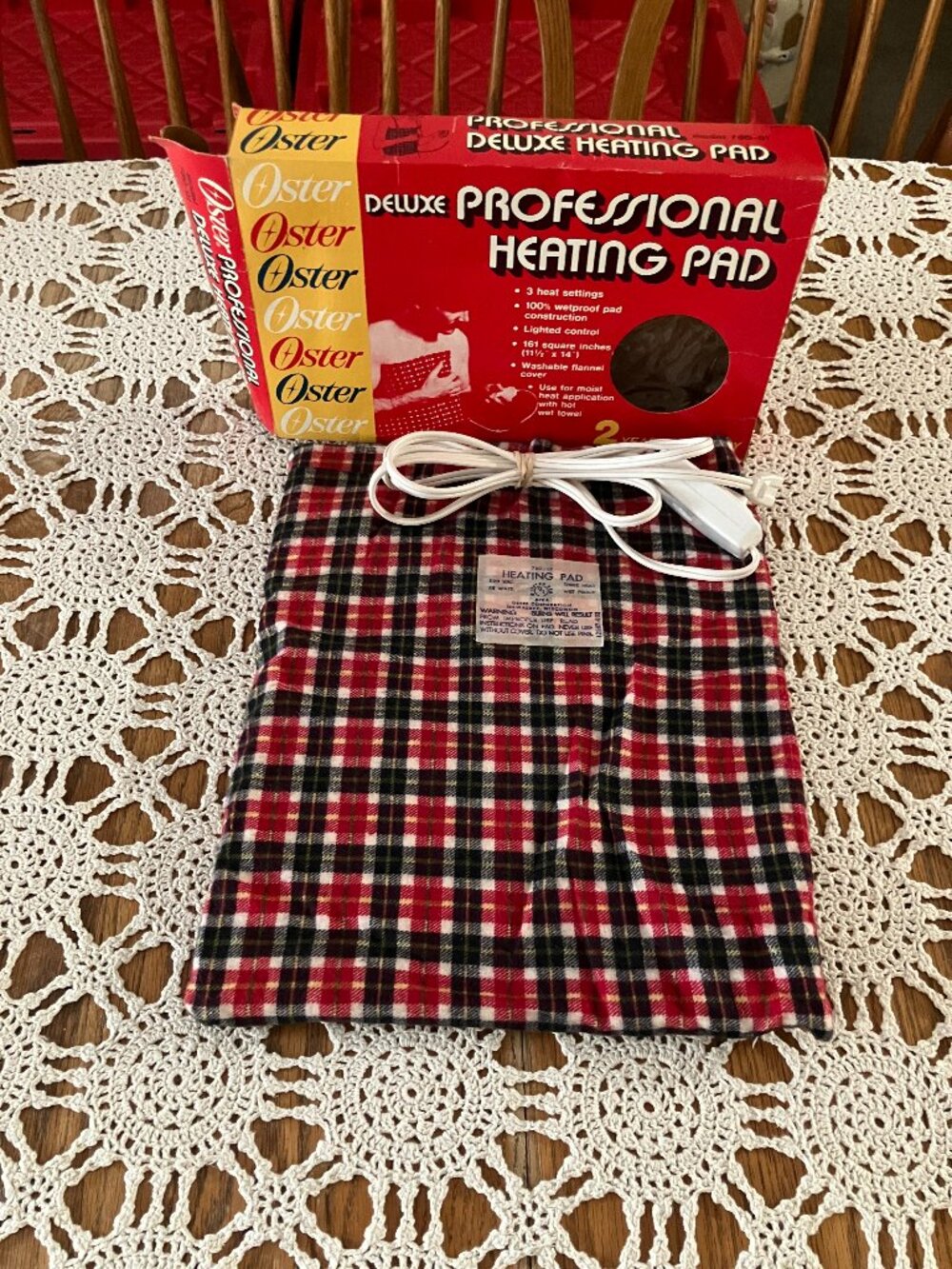 Vintage Oster Deluxe Professional Heating Pad, Flannel Cover w/ Original Box